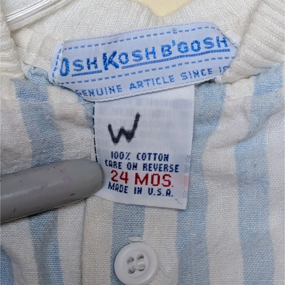 Vintage Oshkosh Baby B'Gosh Pastel Stripe Henley 90s Shirt Infant Size 24 Months